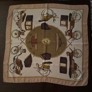 HERMES Carre 90 Scarf Foldable Canopy Carriage Beige